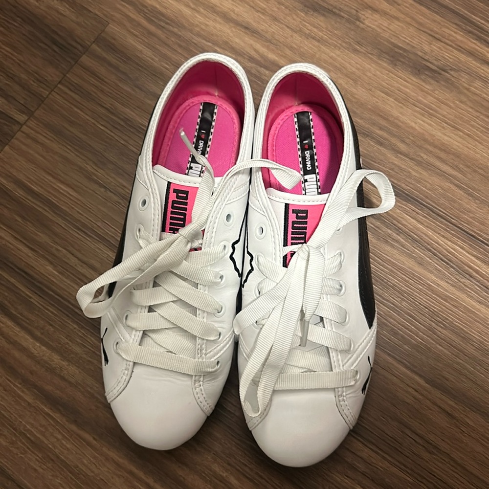 PUMA black-and-white leather sneakers